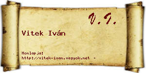 Vitek Iván névjegykártya